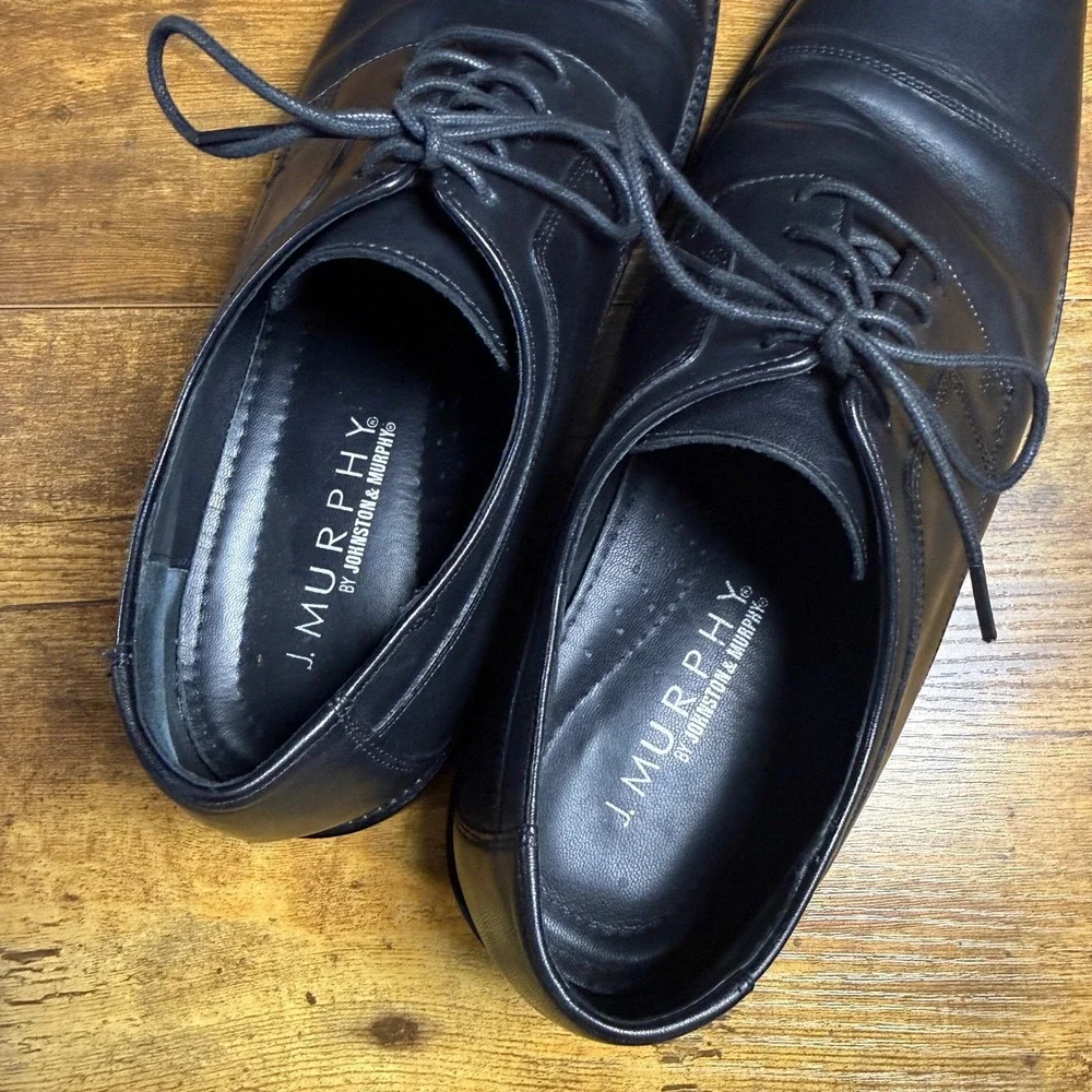 J. Murphy Johnston & Murphy 59-11567 Black Leather Cap Toe Oxford Mens 13M